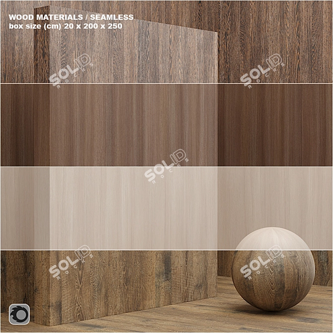 Seamless Wood/Veneer Material Set 3D model image 1