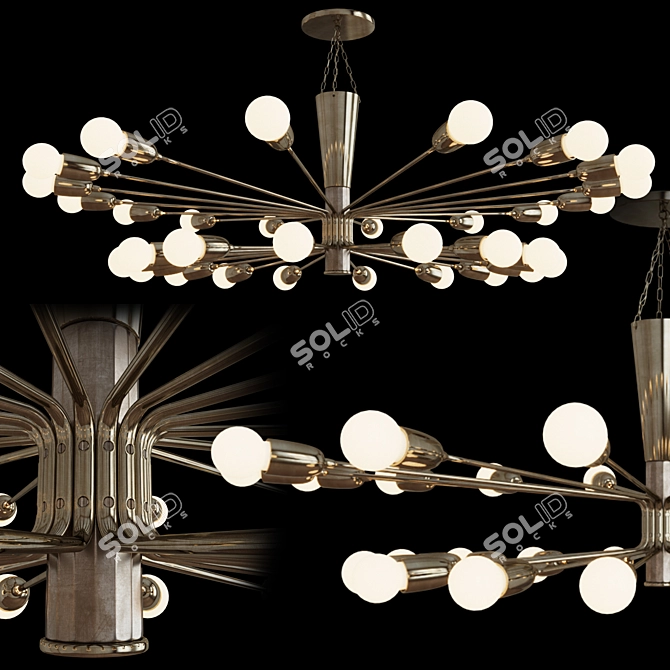 Rare Brass Kalmar Austria Chandelier 3D model image 1