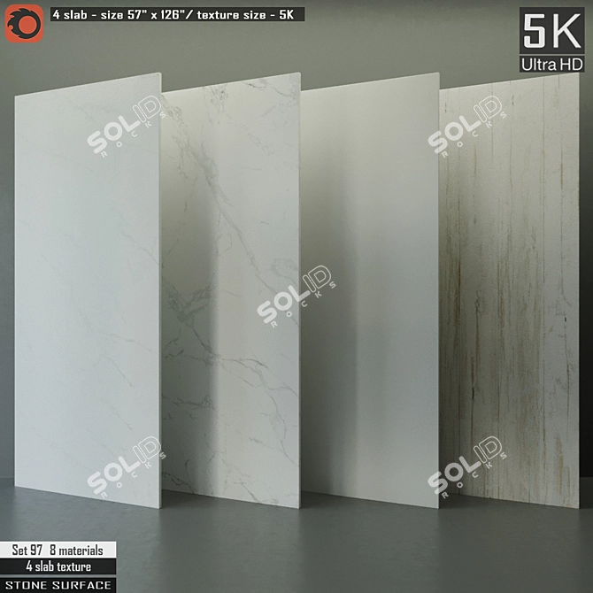 Luxury Stone Slab Set 97: High-Res Textures & 8 Prestige Materials 3D model image 1