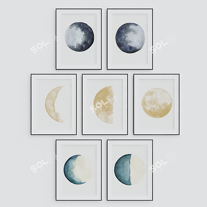 Lunar Reflections: 80x60 Moon Painting 3D model image 1