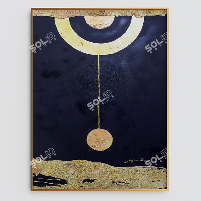 Lunar Reflections: 80x60 Moon Painting 3D model image 3