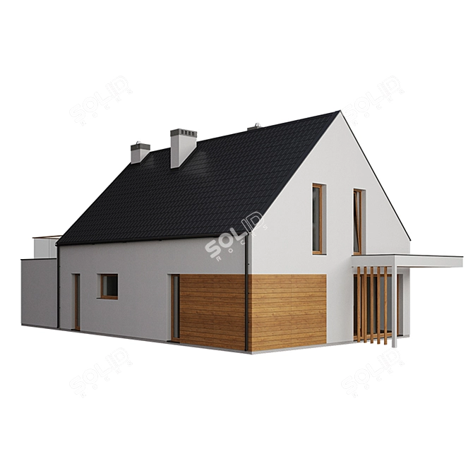 Sleek Modern House Kit 3D model image 2
