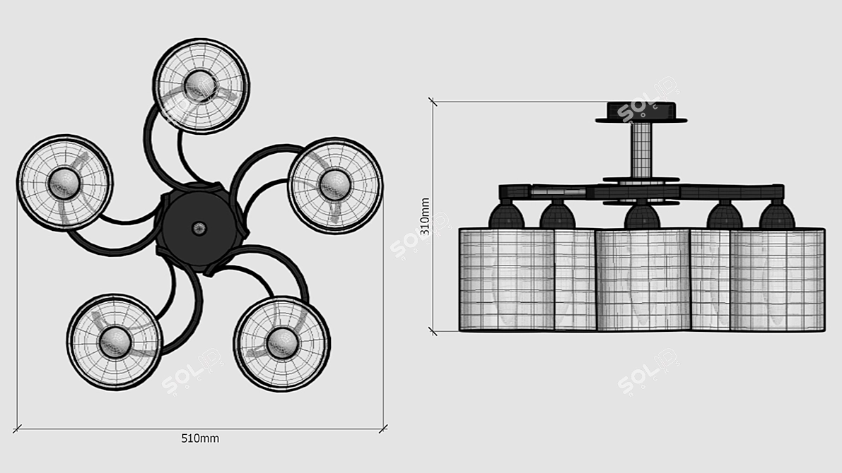 Sleek High-Tech Chandelier 3D model image 3