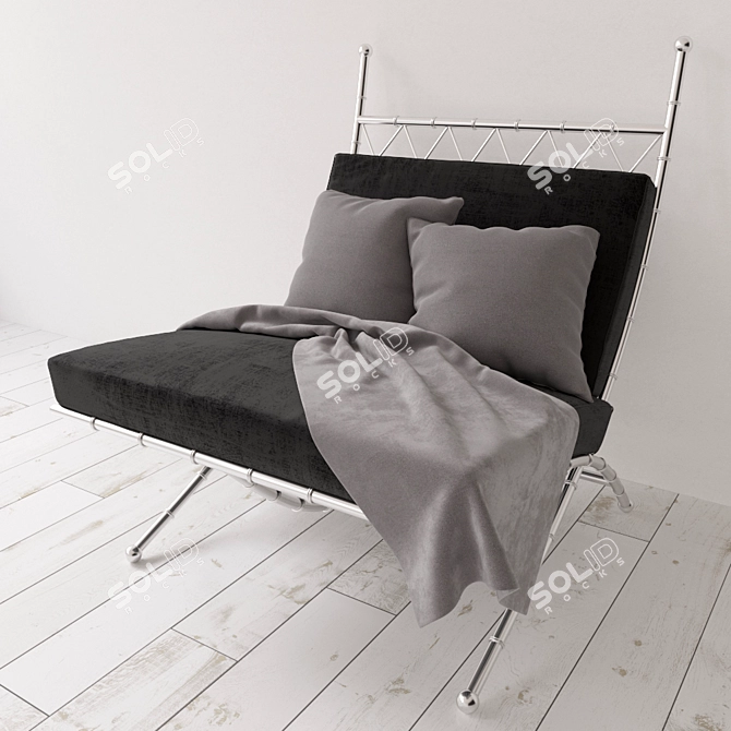Compact Folding Chair with Ottoman 3D model image 1