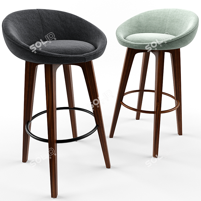 Blossom Bar Stool: Elegant and Compact 3D model image 1