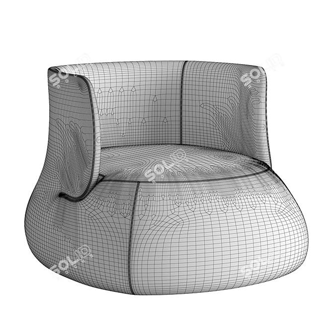 Plush and Comfortable Armchair 3D model image 3