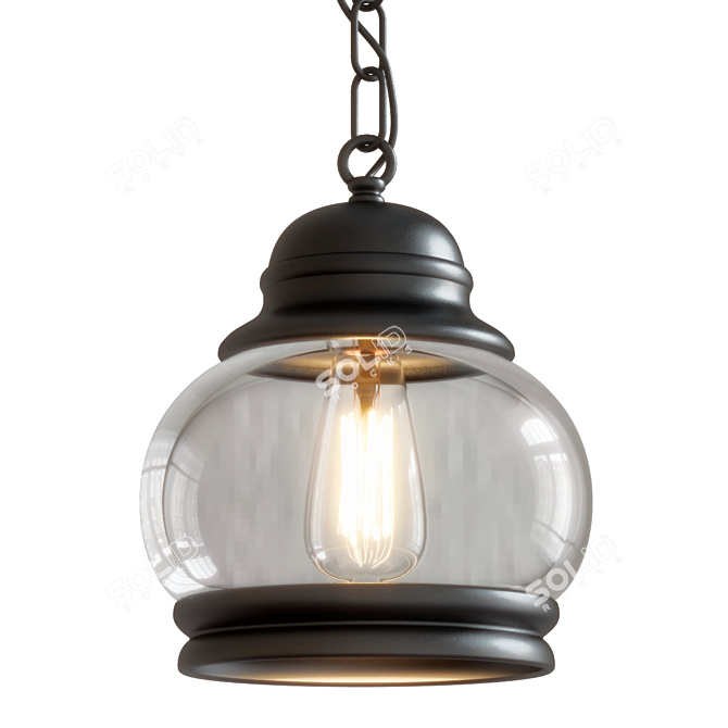 Black Retro Pendant Lamp 3D model image 2