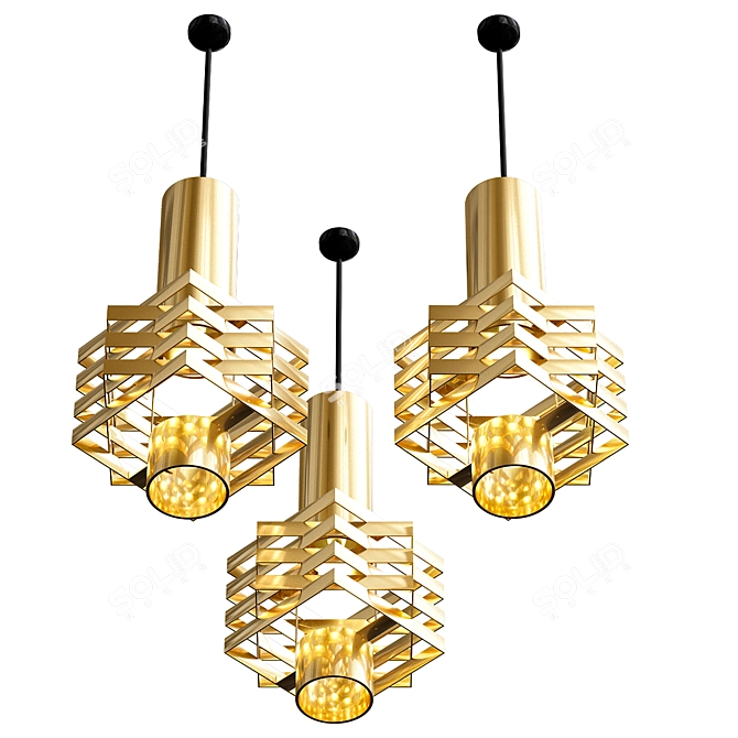 Sleek Tri-Cone Pendant Light 3D model image 1