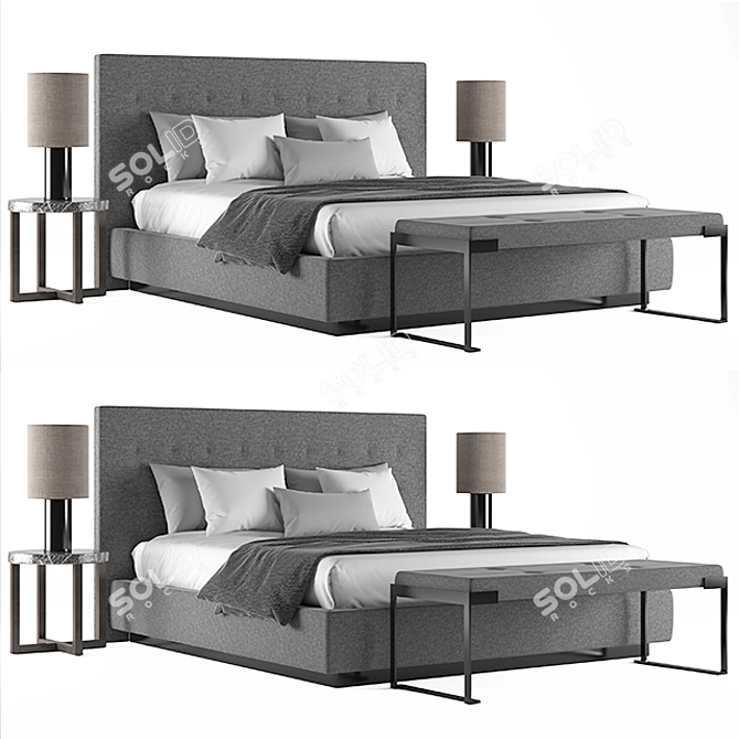 Sleek Slumber: Modern Bed 3D model image 1