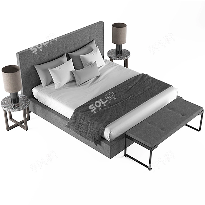 Sleek Slumber: Modern Bed 3D model image 2