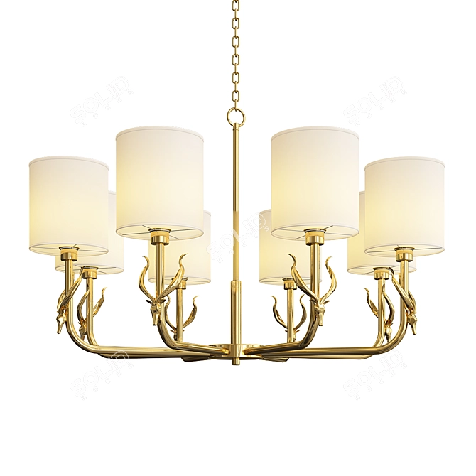 Copper Horns Chandelier 3D model image 1