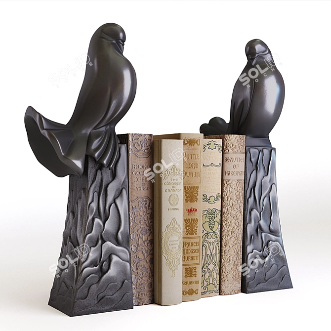 Elegant Dove Bookends: Set of 2 3D model image 1