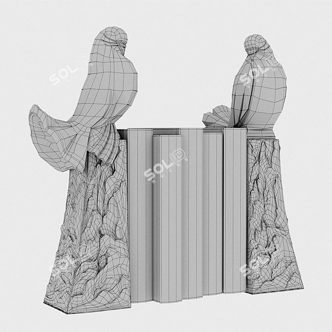 Elegant Dove Bookends: Set of 2 3D model image 2