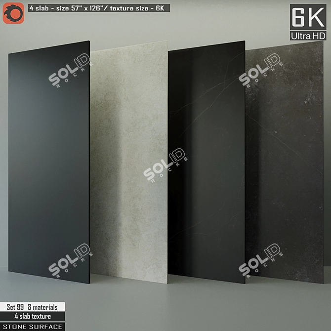 Stone Surface Slabs: 4-Piece Set 3D model image 1