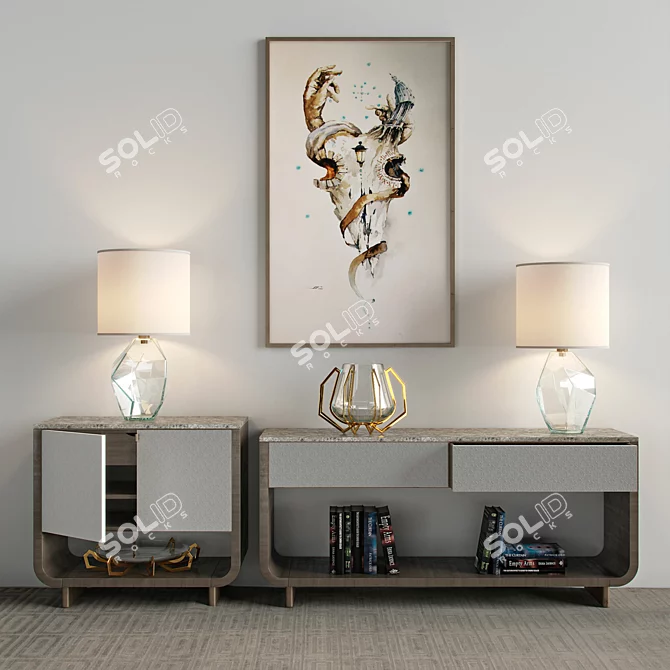 Elegant Contour Console Table
Luxurious Chalice Cabinet
Stunning Gemstone Table Lamp
Artistic Iron Eye Bowl 3D model image 1