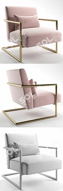 Luxurious Living Vegas Blue and Pink Armchair 3D model image 3