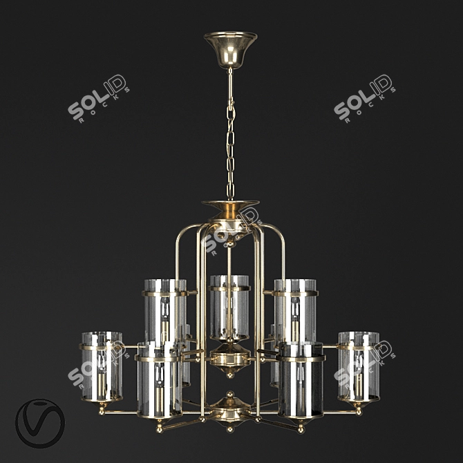 Elegant 9-Light Chandelier Terandpet 3D model image 1