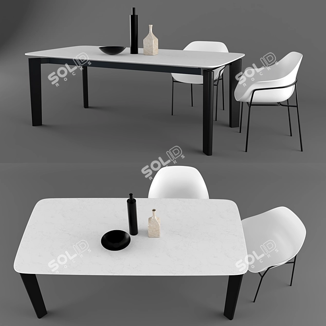 B&B Italia Oskar Table: Sleek Design, Choice of Materials 3D model image 3