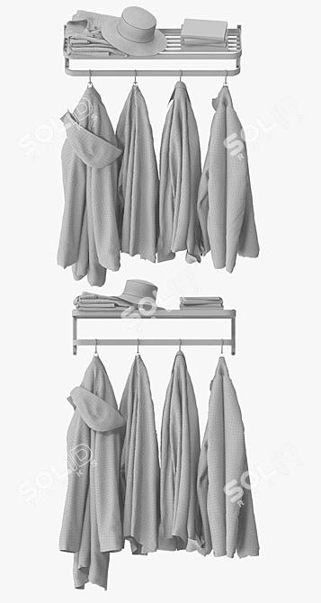 Minimalist Wall Coat Rack 3D model image 3