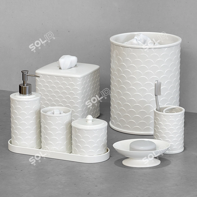 Elegant Ivory Bath Accessories Set 3D model image 1