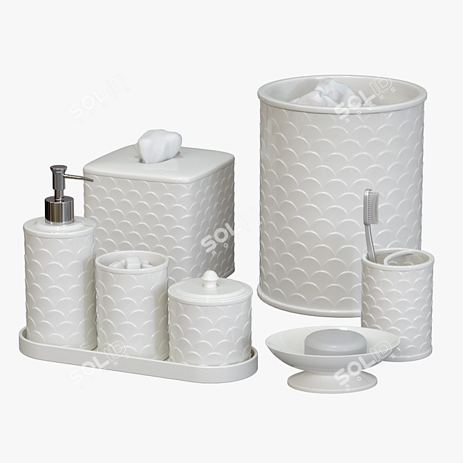 Elegant Ivory Bath Accessories Set 3D model image 2