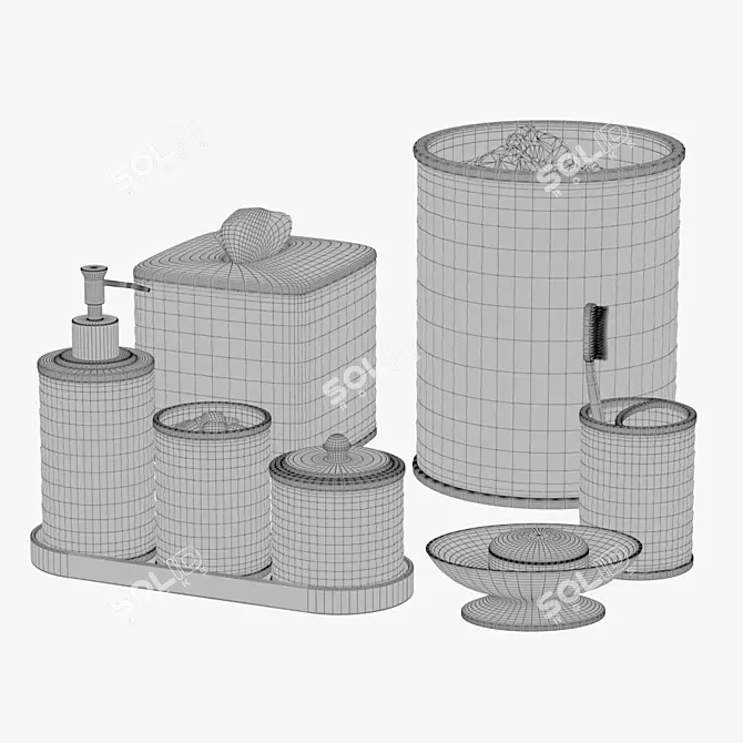 Elegant Ivory Bath Accessories Set 3D model image 3