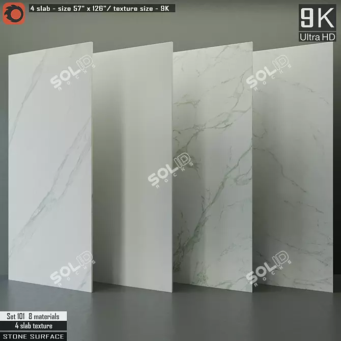 Premium Stone Slab Set - High-Resolution Texture & 8 CORONA Materials 3D model image 1