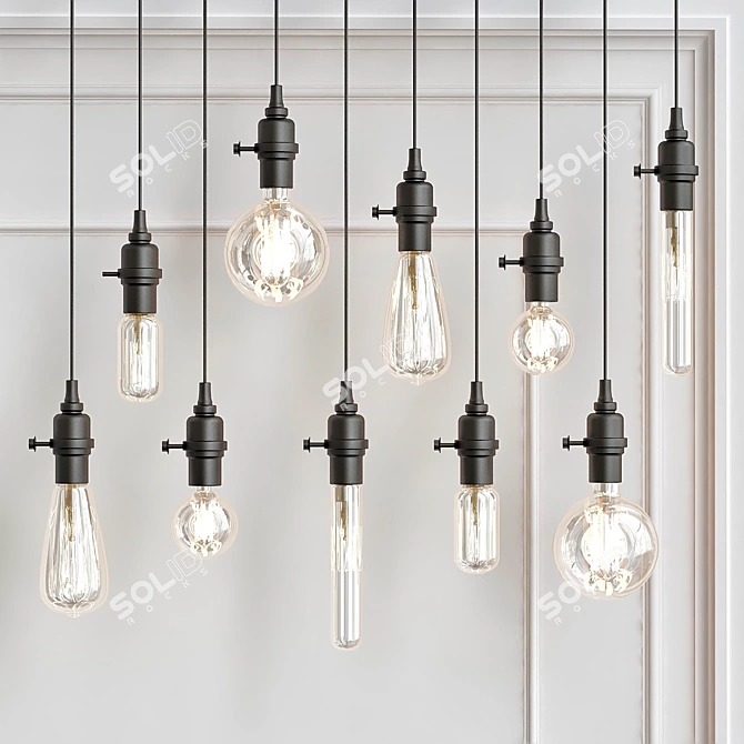 Retro Pendant Lights: Vintage Elegance 3D model image 1