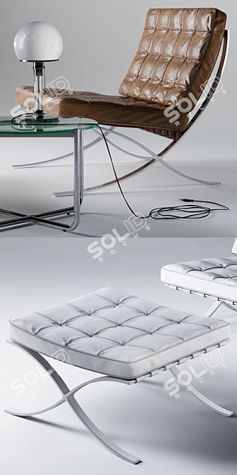 Minimalist Barcelona Furniture Set 3D model image 3