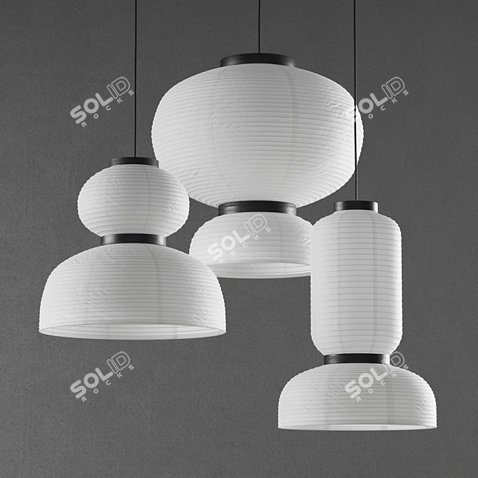 Modern Pendant Lamp Set with Formakami Design 3D model image 1