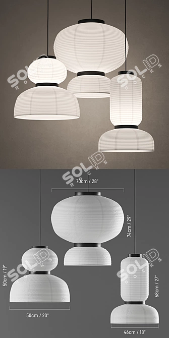 Modern Pendant Lamp Set with Formakami Design 3D model image 2