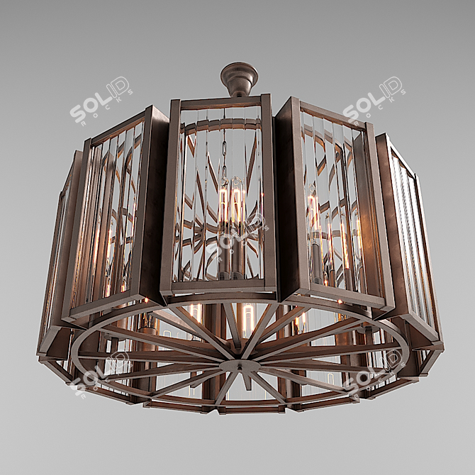 Elegant 12-Light Loft Chandelier 3D model image 2