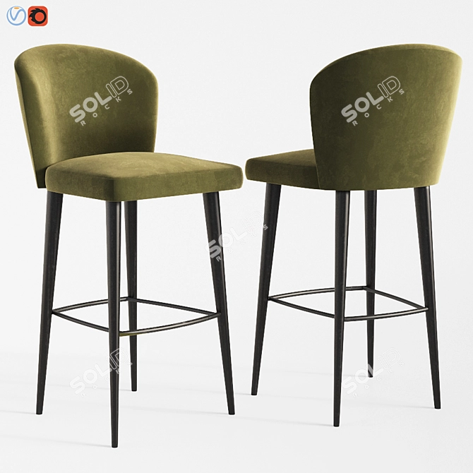 Elegant Aston Velvet Barstool 3D model image 1