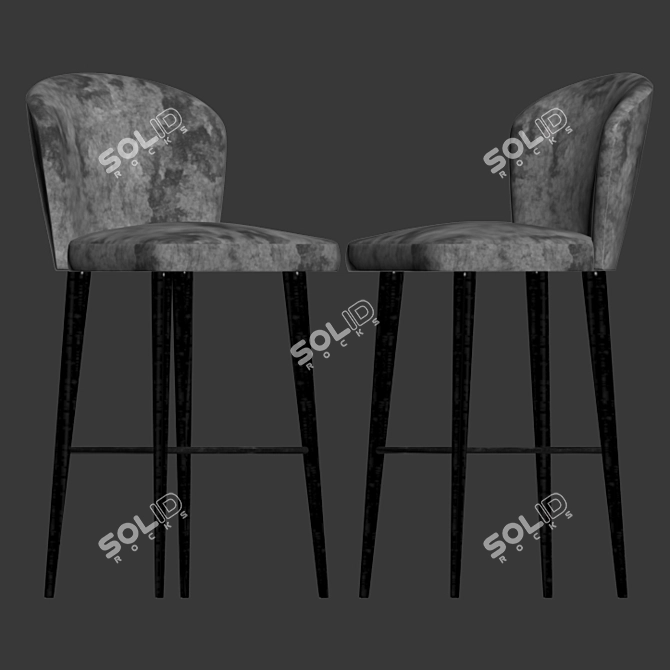 Elegant Aston Velvet Barstool 3D model image 2