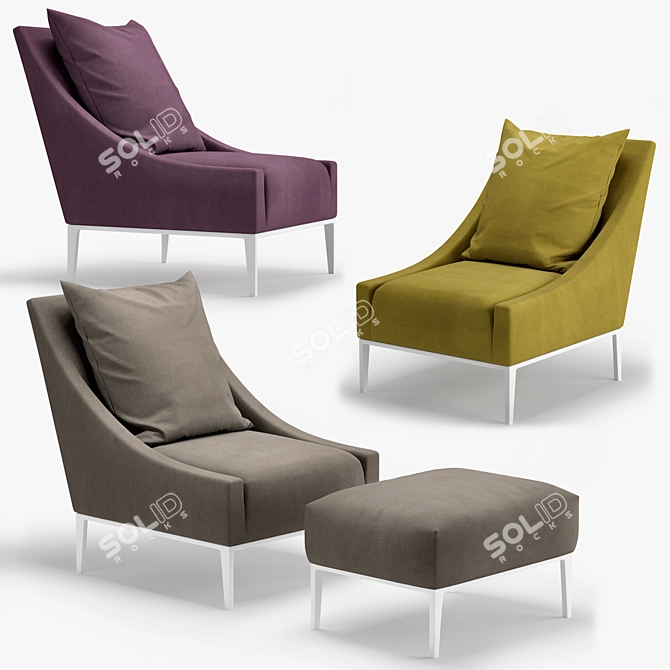 Modern Jean Armchairs: Comfortable & Stylish 3D model image 1