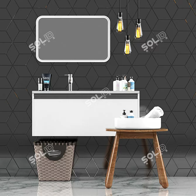 Sleek Bathroom Set 3D model image 1