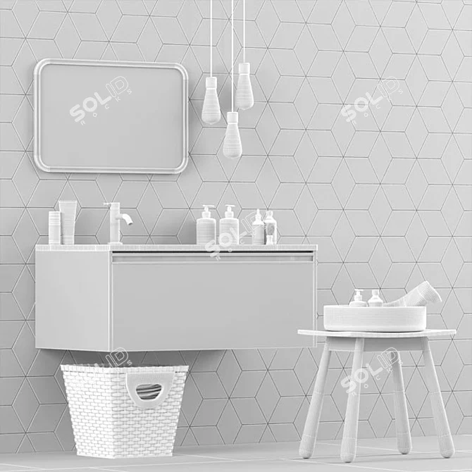 Sleek Bathroom Set 3D model image 3