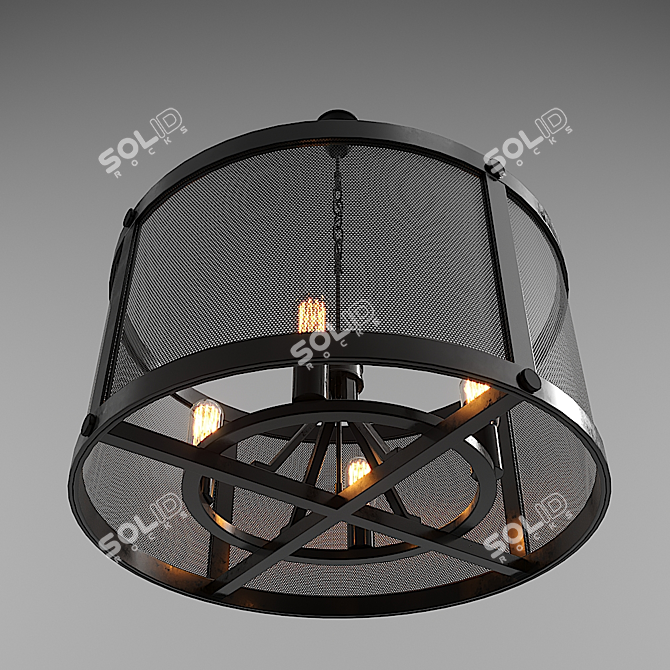 Industrial Metal Chandelier 708 | Loft Design 3D model image 2
