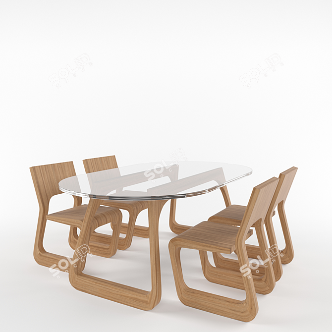 Modern Steek Tabla and Chair 3D model image 3