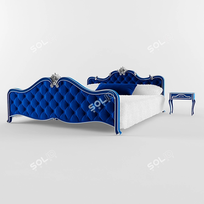 Title: Blue Pearl Upholstered Bed 3D model image 2