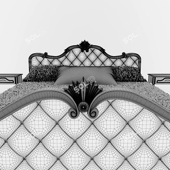 Title: Blue Pearl Upholstered Bed 3D model image 3