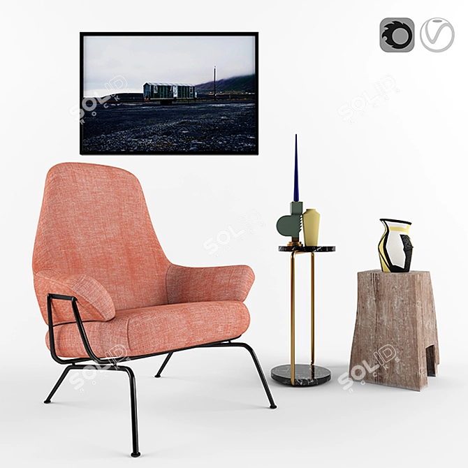 Hai Chair: Versatile Fiberglass Dressing Stool 3D model image 1