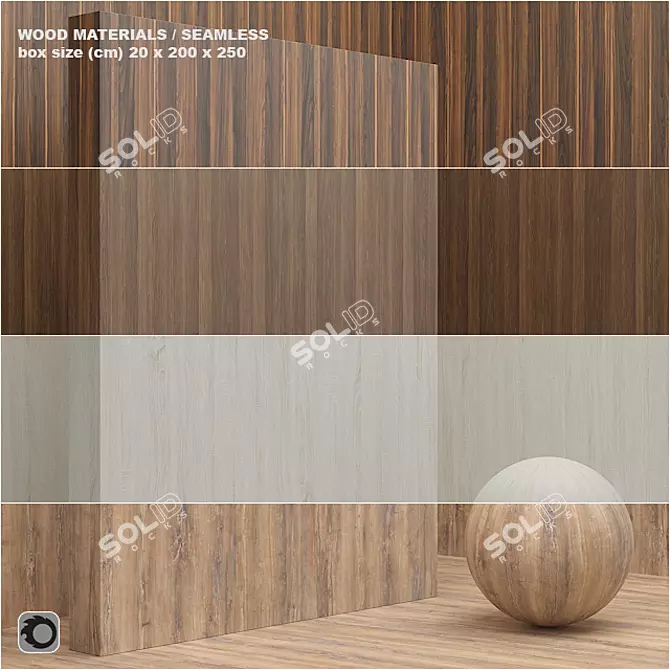 Seamless Wood/Veneer Material Set 3D model image 1