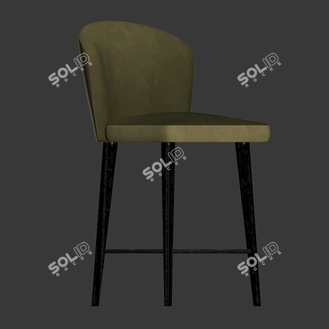 Luxurious Aston Velvet Counter Stool 3D model image 2