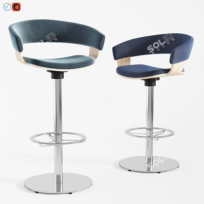 Mollie Velvet Barstool: Chic and Comfortable 3D model image 1