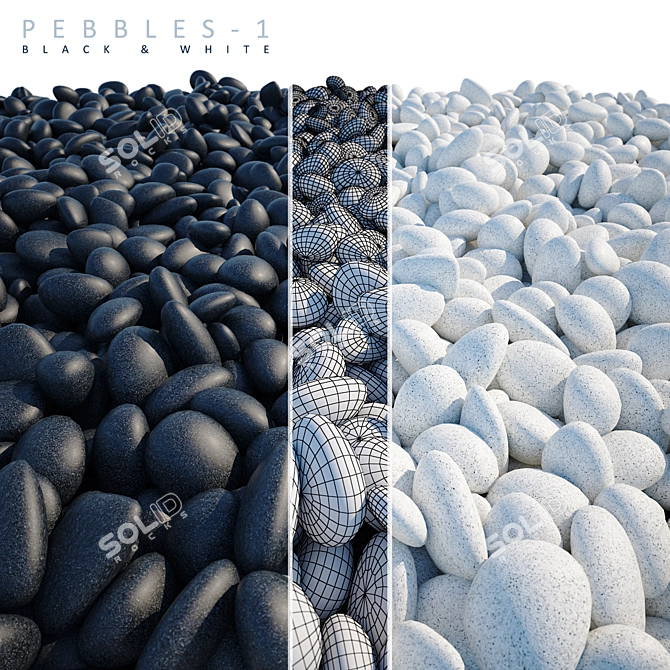 Monochrome Pebbles: Detailed & Versatile 3D model image 1