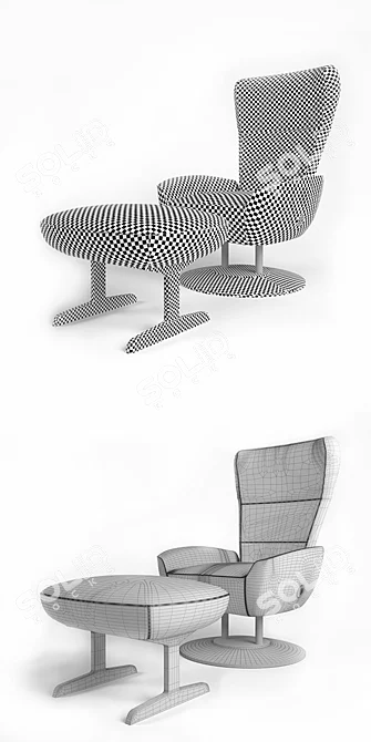 Elegant Leather Giorgetti Armchair 3D model image 3