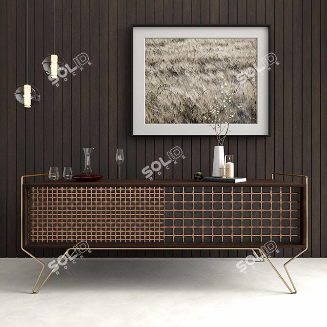 Stylish Sideboard Set: Wood, Copper & More 3D model image 1