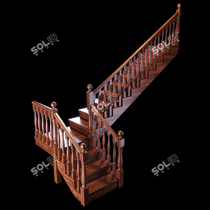 Wooden Stairs: Elegant and Durable 3D model image 1