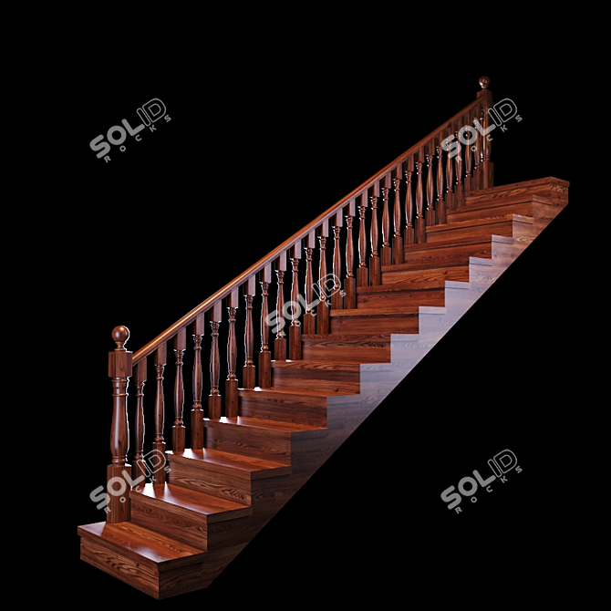 Wooden Staircase: Classic & Spiraled 3D model image 2